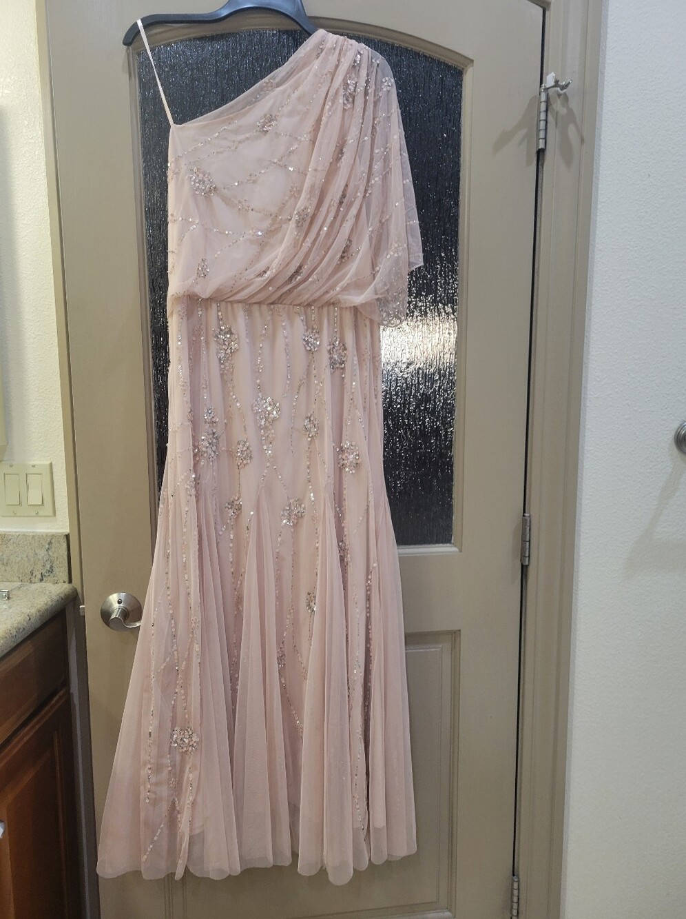 Adriana Papell Bluish Sequin Gown